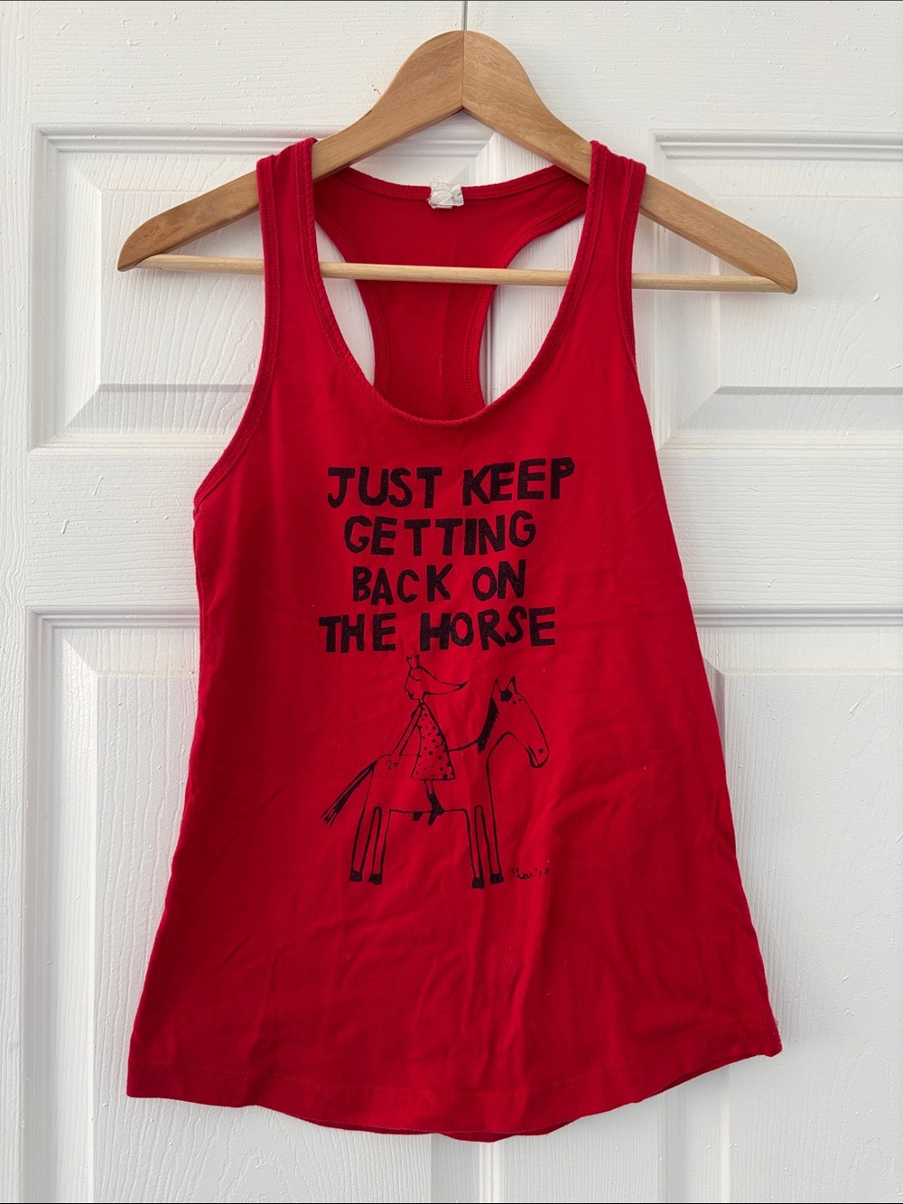 Shari Elf Racerback Tank - "Just Keep Getting Back on the Horse"